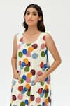 Shop_Rias Jaipur_Off White Organic Cotton Printed Polka Dot V-neck Dress _Online_at_Aza_Fashions