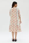 Shop_Rias Jaipur_Off White Organic Cotton Printed Dot Round Threadwork Dress _at_Aza_Fashions