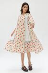 Buy_Rias Jaipur_Off White Organic Cotton Printed Dot Round Threadwork Dress _Online_at_Aza_Fashions