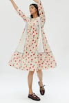 Shop_Rias Jaipur_Off White Organic Cotton Printed Dot Round Threadwork Dress _Online_at_Aza_Fashions