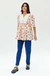 Buy_Rias Jaipur_Off White Organic Cotton Printed Dot Notched Top _at_Aza_Fashions