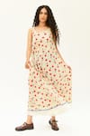 Buy_Rias Jaipur_Off White Organic Cotton Printed Dot Round Strappy Dress _Online_at_Aza_Fashions