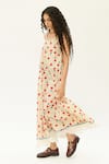 Shop_Rias Jaipur_Off White Organic Cotton Printed Dot Round Strappy Dress _Online_at_Aza_Fashions