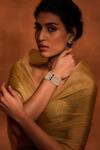 Buy_Tarun Tahiliani_Ivory Zircon Layered Pearl Multi String Bracelet_at_Aza_Fashions