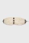 Shop_Tarun Tahiliani_Ivory Zircon Layered Pearl Multi String Bracelet_at_Aza_Fashions