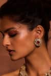 Tarun Tahiliani_Pink Zircon Round Embellished Stud Earrings_Online_at_Aza_Fashions
