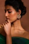 Buy_Tarun Tahiliani_Gold Plated Zircon Embellished Jadau Stud Earrings _at_Aza_Fashions