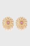 Shop_Tarun Tahiliani_Gold Plated Zircon Embellished Jadau Stud Earrings _at_Aza_Fashions