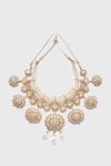 Shop_Tarun Tahiliani_Gold Plated American Diamond Wreath Embellished Choker Necklace_at_Aza_Fashions