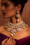 Tarun Tahiliani_Gold Plated American Diamond Wreath Embellished Choker Necklace_Online_at_Aza_Fashions