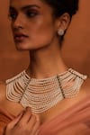 Tarun Tahiliani_Ivory Zircon Swarovski Pearl Waterfall Necklace _Online_at_Aza_Fashions