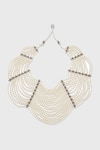 Shop_Tarun Tahiliani_Ivory Zircon Swarovski Pearl Layered Waterfall Necklace _at_Aza_Fashions