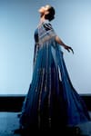 Miku Kumar_Blue Georgette Embroidered Sequin Evelyn Draped Lehenga Set With Cape  _at_Aza_Fashions