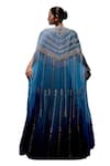 Buy_Miku Kumar_Blue Georgette Embroidered Sequin Evelyn Draped Lehenga Set With Cape  