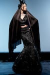 Buy_Miku Kumar_Black Satin Organza Embroidered Bead Beatrice And Cutdana Lehenga Set  _at_Aza_Fashions