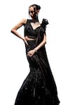 Buy_Miku Kumar_Black Satin Organza Embroidered Bead Beatrice And Cutdana Lehenga Set  _Online_at_Aza_Fashions