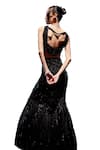 Buy_Miku Kumar_Black Satin Organza Embroidered Bead Beatrice And Cutdana Lehenga Set  