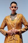 Miku Kumar_Orange Triple Georgette Embroidered Sequin Jacket Layered Skirt Set _Online_at_Aza_Fashions
