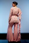 Shop_Miku Kumar_Pink Triple Georgette Embroidered Sequin Scoop Jacket Sharara Set _at_Aza_Fashions