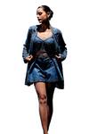 Shop_Miku Kumar_Blue Triple Georgette Embroidered Sequin Lapel Jacket And Shorts Set _Online_at_Aza_Fashions