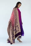 Meghna Panchmatia_Magenta Pure Silk Woven Bandhej Round Ombre Kurta With Banarasi Dupatta _Online_at_Aza_Fashions