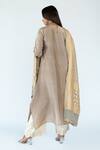 Shop_Meghna Panchmatia_Beige Pure Silk Woven Bandhej Ombre Asymmetric Kurta With Banarasi Dupatta _at_Aza_Fashions