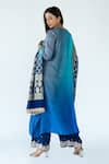 Shop_Meghna Panchmatia_Blue Pure Silk Woven Bandhej Round Ombre Kurta With Banarasi Dupatta _at_Aza_Fashions