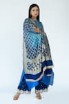 Meghna Panchmatia_Blue Pure Silk Woven Bandhej Round Ombre Kurta With Banarasi Dupatta _Online_at_Aza_Fashions