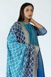 Buy_Meghna Panchmatia_Blue Pure Silk Woven Bandhej Round Ombre Kurta With Banarasi Dupatta _Online_at_Aza_Fashions