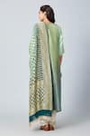 Shop_Meghna Panchmatia_Green Pure Silk Woven Bandhej Round Ombre Kurta With Dupatta _at_Aza_Fashions