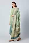 Meghna Panchmatia_Green Pure Silk Woven Bandhej Round Ombre Kurta With Dupatta _Online_at_Aza_Fashions