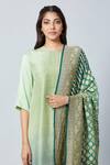 Buy_Meghna Panchmatia_Green Pure Silk Woven Bandhej Round Ombre Kurta With Dupatta _Online_at_Aza_Fashions