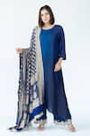 Buy_Meghna Panchmatia_Blue Pure Silk Woven Bandhej Round Tonal Ombre Kurta With Banarasi Dupatta _at_Aza_Fashions