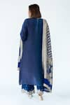 Shop_Meghna Panchmatia_Blue Pure Silk Woven Bandhej Round Tonal Ombre Kurta With Banarasi Dupatta _at_Aza_Fashions