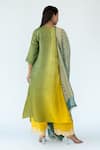 Shop_Meghna Panchmatia_Green Pure Silk Woven Bandhej Round Ombre Asymmetric Kurta With Banarasi Dupatta _at_Aza_Fashions