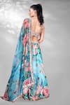 Shop_Anita Kanwal_Blue Navratan Silk Printed Floral Sweetheart Digital Lehenga Set _at_Aza_Fashions