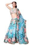 Buy_Anita Kanwal_Blue Navratan Silk Printed Floral Sweetheart Digital Lehenga Set _Online_at_Aza_Fashions