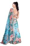 Anita Kanwal_Blue Navratan Silk Printed Floral Sweetheart Digital Lehenga Set _at_Aza_Fashions