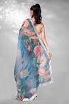 Shop_Anita Kanwal_Grey Georgette Printed Floral Pattern Saree With Unstitched Blouse Piece _at_Aza_Fashions