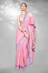 Buy_Anita Kanwal_Pink Jute Digital Printed Embroidered And Saree With Unstitched Blouse Piece _at_Aza_Fashions