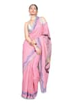 Anita Kanwal_Pink Jute Digital Printed Embroidered And Saree With Unstitched Blouse Piece _Online_at_Aza_Fashions