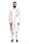 Buy_Wabi Sabi By Anshum-Ritesh_Ivory Chanderi Ferns And Feathers Hand Painted Kurta Set _Online_at_Aza_Fashions