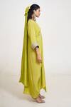 Buy_Rishi and Vibhuti_Green Crepe Embroidered Cutwork V Neck Callista Kaftan _Online_at_Aza_Fashions