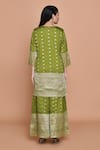 Shop_Pinki Sinha_Green Banarasi Woven V Neck Kurta And Palazzo Co-ord Set_at_Aza_Fashions