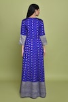 Shop_Pinki Sinha_Blue Banarasi Woven V Neck And Floral Angarkha_at_Aza_Fashions