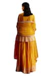 Buy_Preevin_Yellow Cotton, Tulle, Net Embroidery, Mirrors Floret Peplum Kurta Sharara Set 