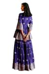 Shop_PREEVIN_Purple Kurta And Sharara Cotton Mulmul Embroidery Ambi Peplum Set  