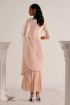 Shop_PREEVIN_Pink Angarkha Cotton Mulmul Embellished Thread Mirror With Dupatta  _at_Aza_Fashions