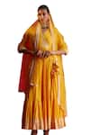 Buy Preevin Yellow Cotton, Tulle, Net Floral Embellished Tiered Angarkha With Dupatta Online at Aza Fashions Buy_Preevin_Yellow Cotton, Tulle, Net Floral Embellished Tiered Angarkha With Dupatta _Online_at_Aza_Fashions
