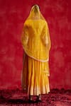 Shop Preevin Yellow Cotton, Tulle, Net Floral Embellished Tiered Angarkha With Dupatta at Aza Fashions Shop_Preevin_Yellow Cotton, Tulle, Net Floral Embellished Tiered Angarkha With Dupatta _at_Aza_Fashions